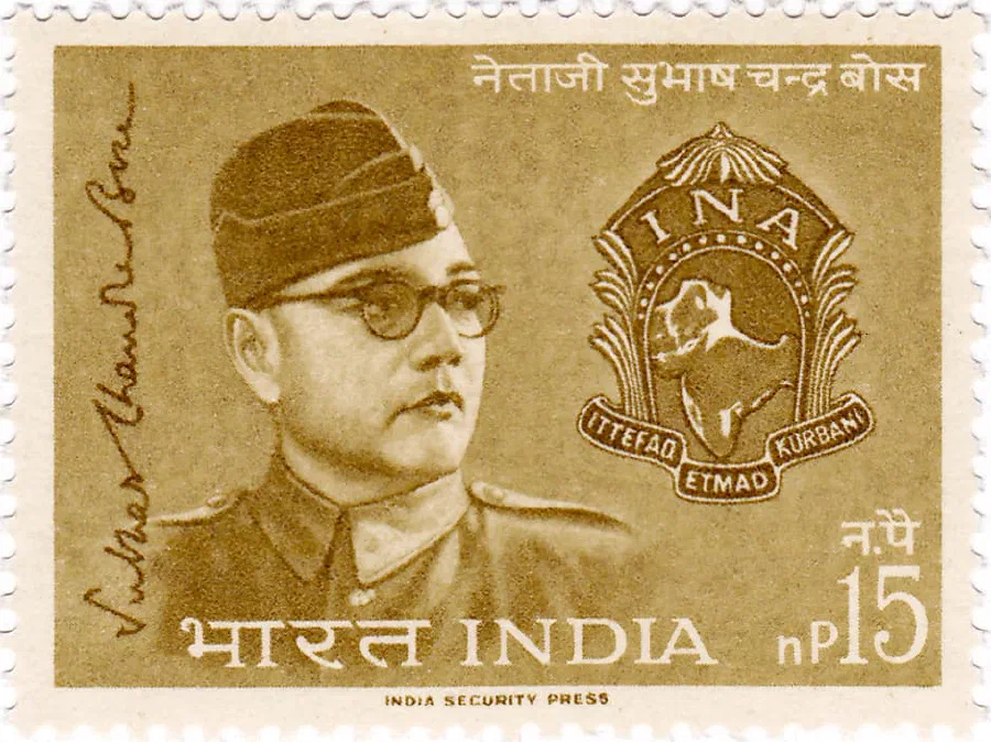 Subhas Chandra Bose on a 1964 stamp of India