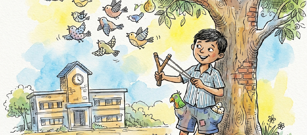 Illustration for The Boy with a Catapult