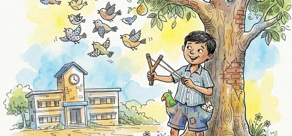 Illustration for The Boy with a Catapult