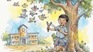Illustration for The Boy with a Catapult