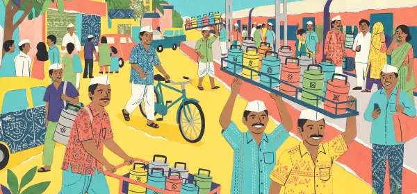 Illustration for The dabbawalas of Mumbai