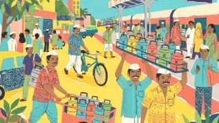 Illustration for The dabbawalas of Mumbai