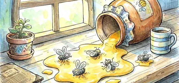 Illustration for The Flies and the Honey Pot