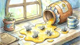 Illustration for The Flies and the Honey Pot