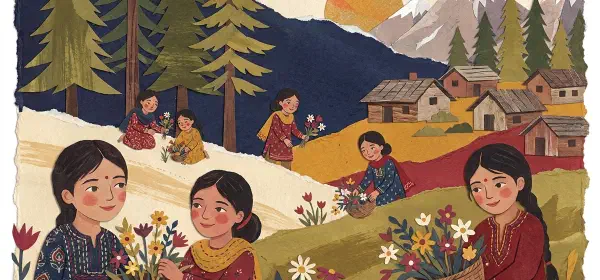 Illustration for The Flower Girls of the Mountains
