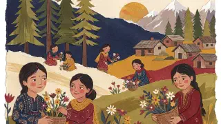Illustration for The Flower Girls of the Mountains