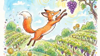 Illustration for The Fox and the Grapes