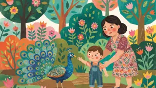 Illustration for The Girl who Squeezed a Peacock