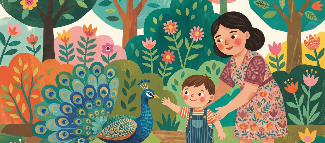 Illustration for The Girl who Squeezed a Peacock