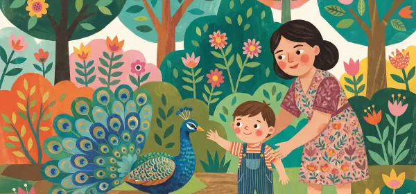 Illustration for The Girl who Squeezed a Peacock