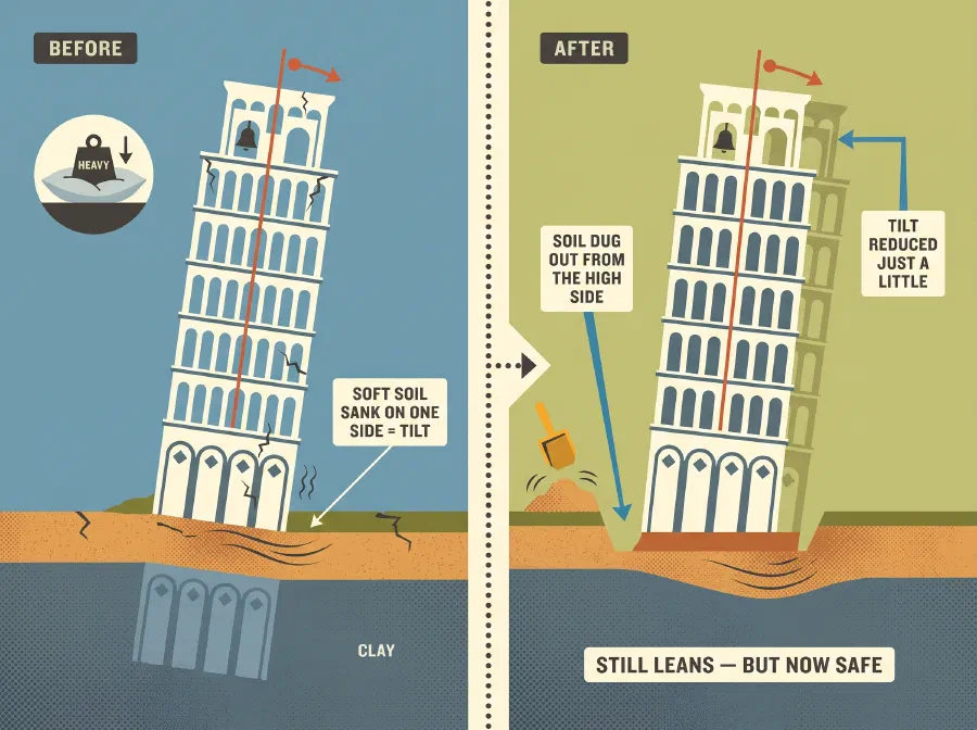 The Straightened Leaning Tower of Pisa