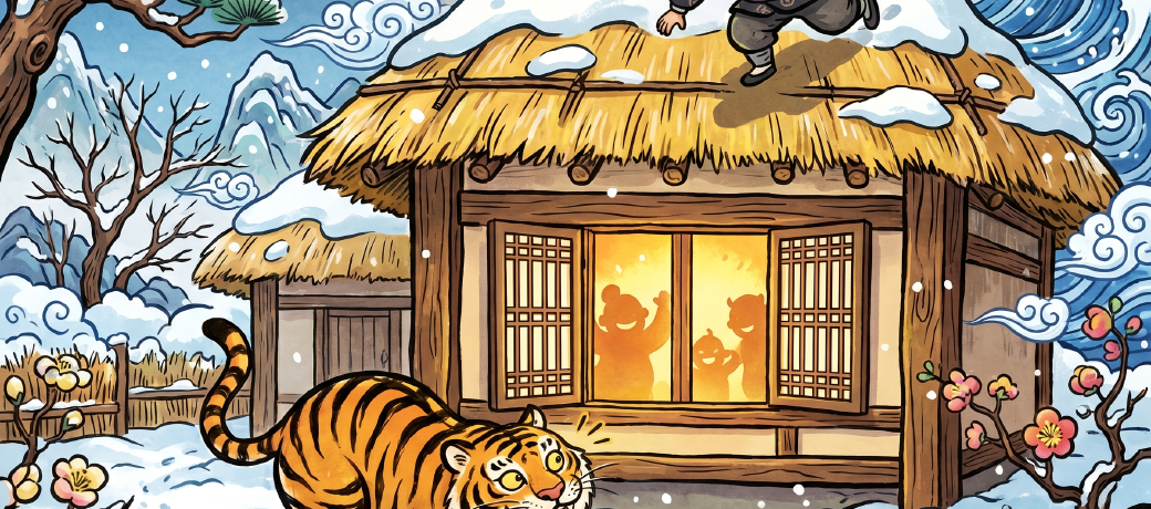 Illustration for The Tiger and the Dried Persimmons
