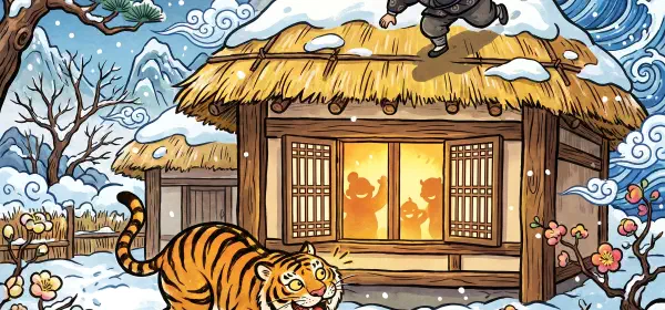 Illustration for The Tiger and the Dried Persimmons