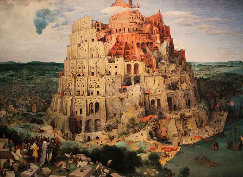 Tower of Babel (Babylon), a famous painting by Pieter Brueghel the Elder created in 1563.