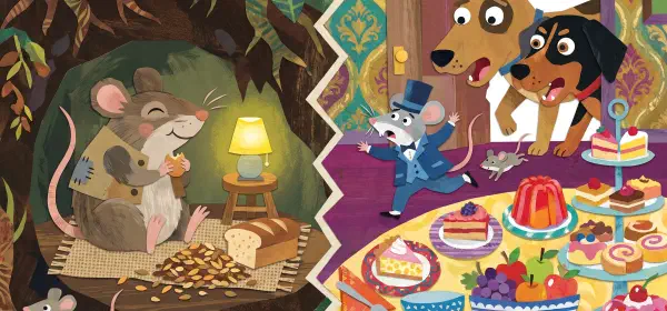 Illustration for Town Mouse and Country Mouse