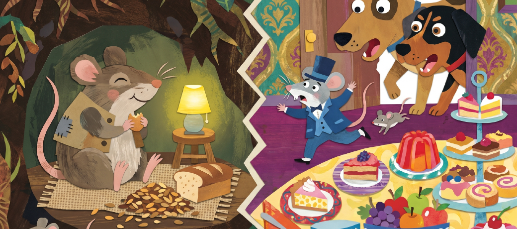 Illustration for Town Mouse and Country Mouse