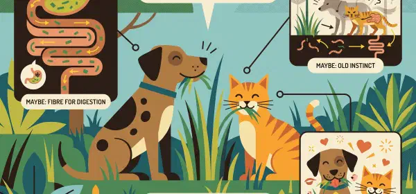 Illustration for Why do Dogs and Cats Eat Grass?