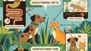 Illustration for Why do Dogs and Cats Eat Grass?
