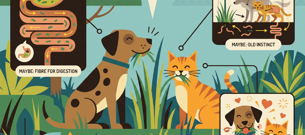 Illustration for Why do Dogs and Cats Eat Grass?