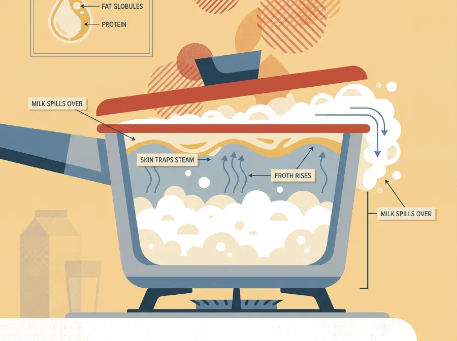 Why does Milk spill over when it Boils?