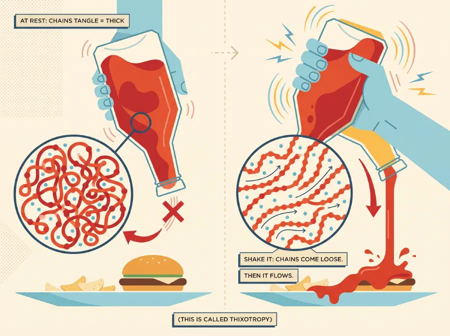 Why's it hard for Ketchup to flow?
