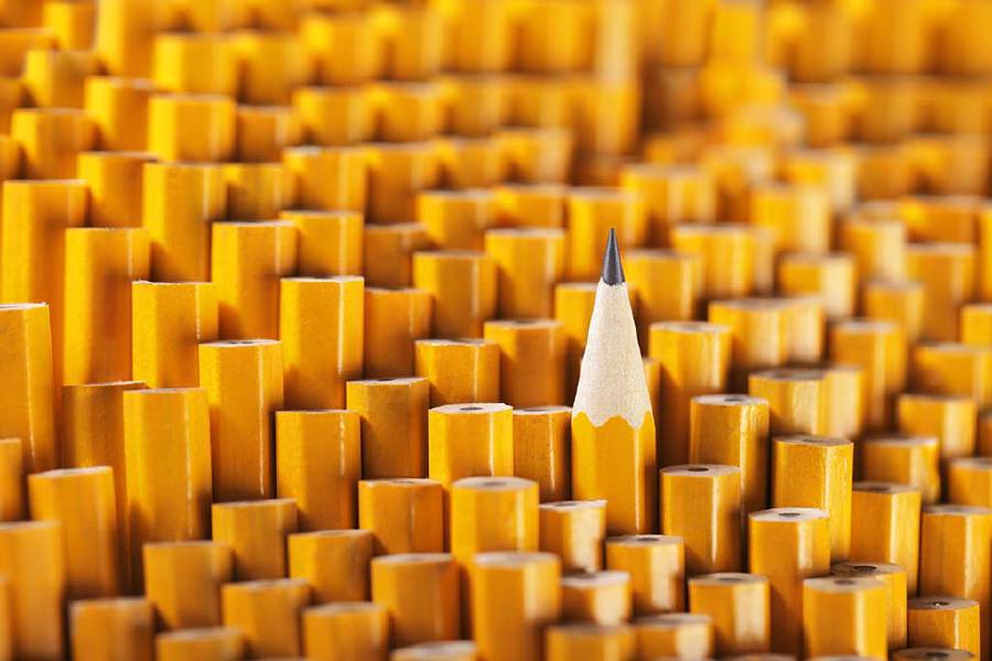 Commercially manufactured common yellow pencils.