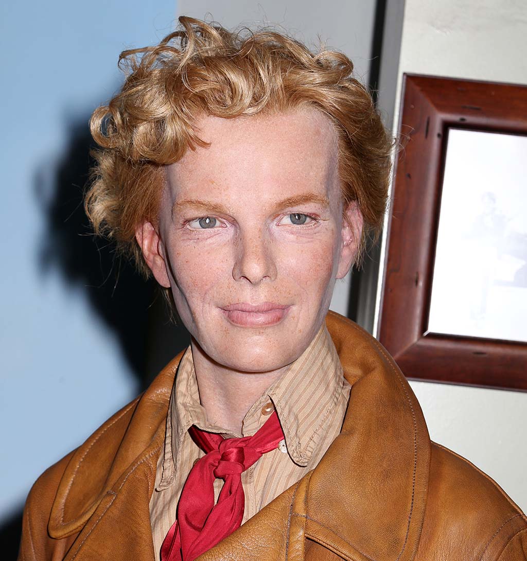 A wax figure of Amelia Earhart is seen on display at Madame Tussauds