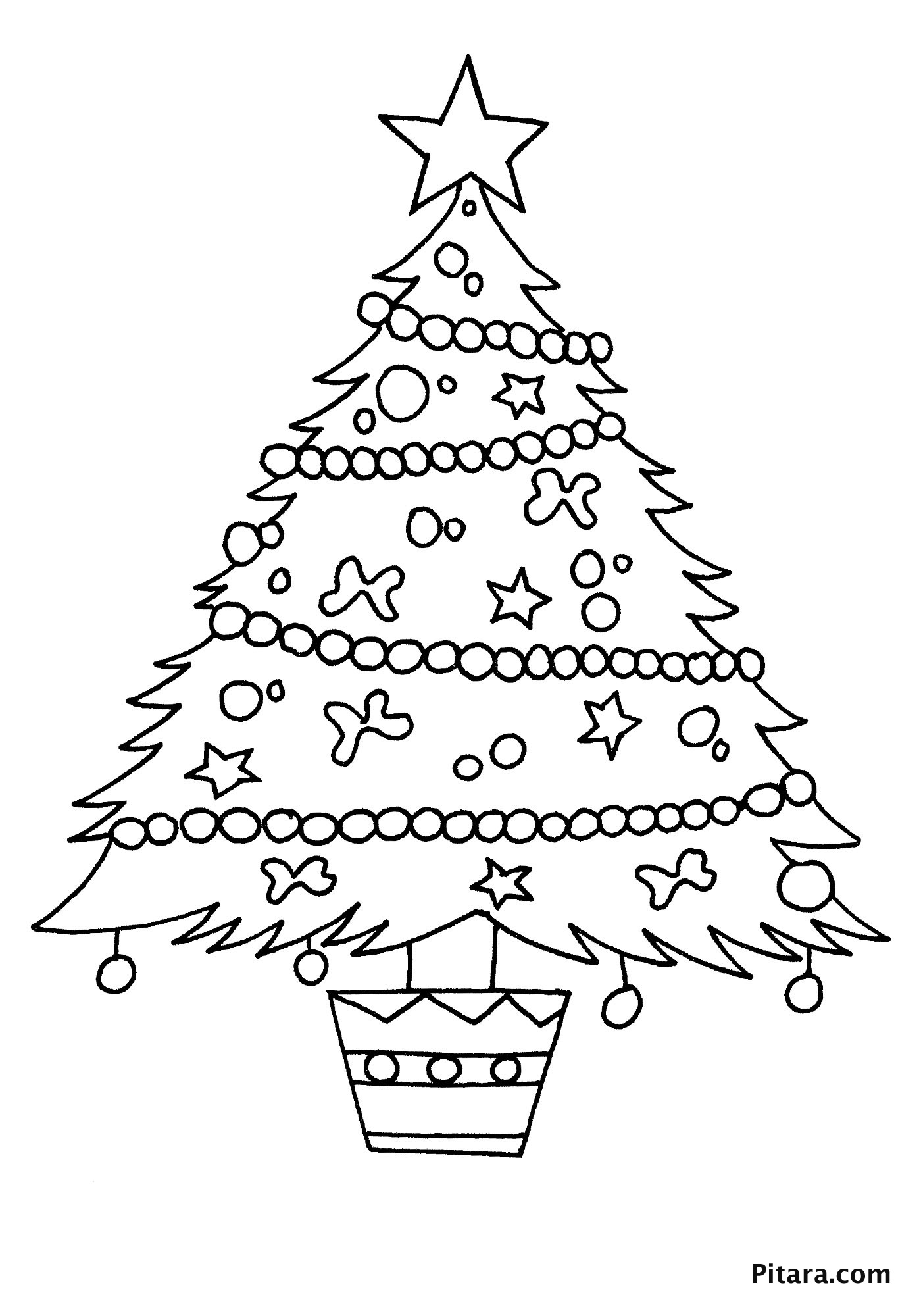 Christmas Tree Scene Coloring Page Coloring Pages