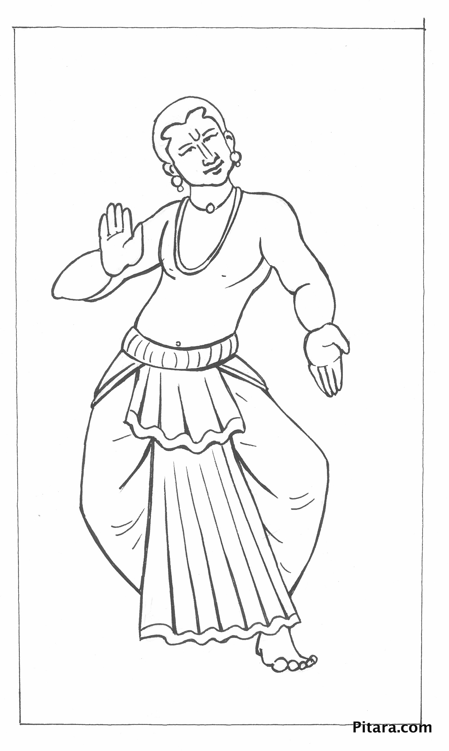 Kuchipudi dancer – Coloring page – Pitara Kids Network