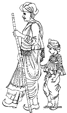 Rajasthani man and boy – Coloring page Rajasthani man and boy – Coloring page