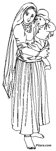 Rajasthani woman – Coloring page Rajasthani woman – Coloring page