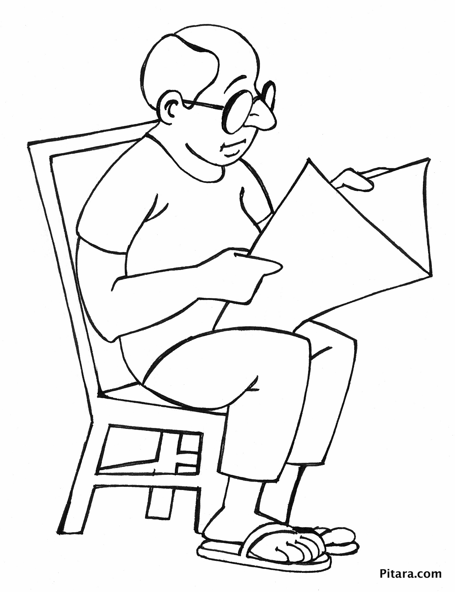 Reading newspaper - Coloring page | Pitara Kids Network