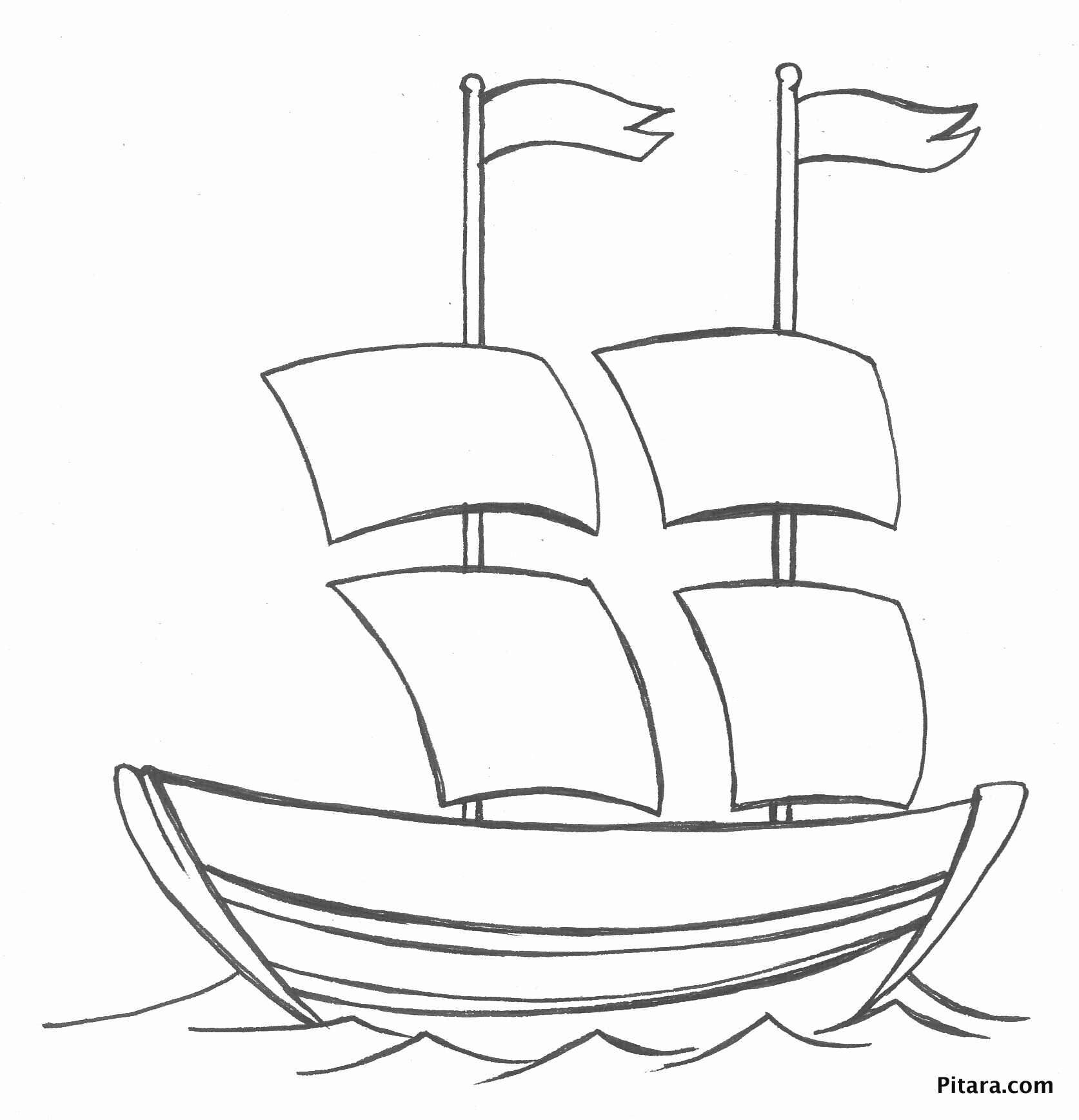 Download Sail boat - Coloring page - Pitara Kids Network