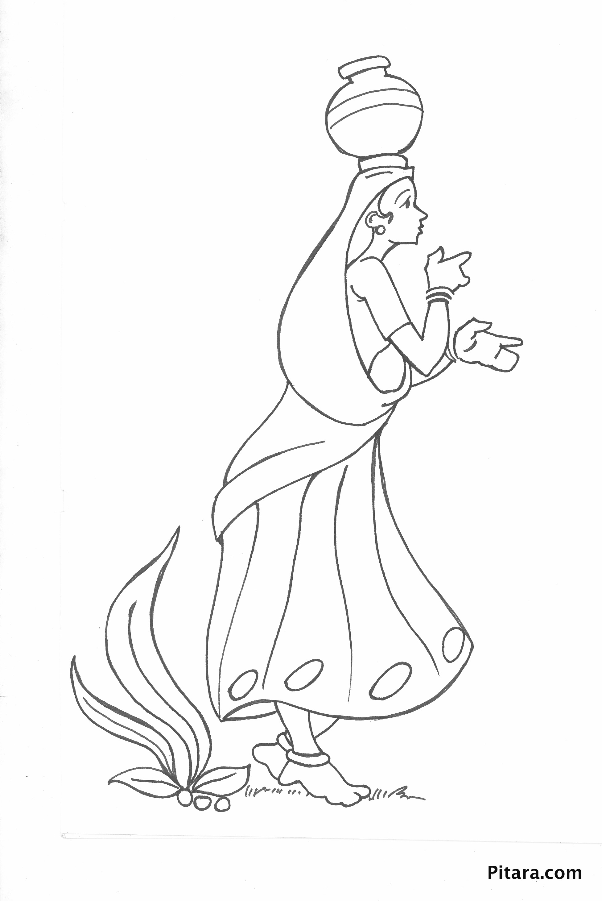 Indian village people coloring pages Pitara Kids Network